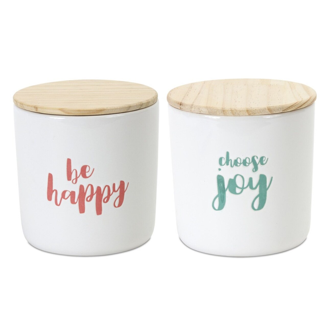 Melrose "Be Happy" and "Choose Joy" Kitchen Canisters - 4.75" - Multi-Color - Set of 2